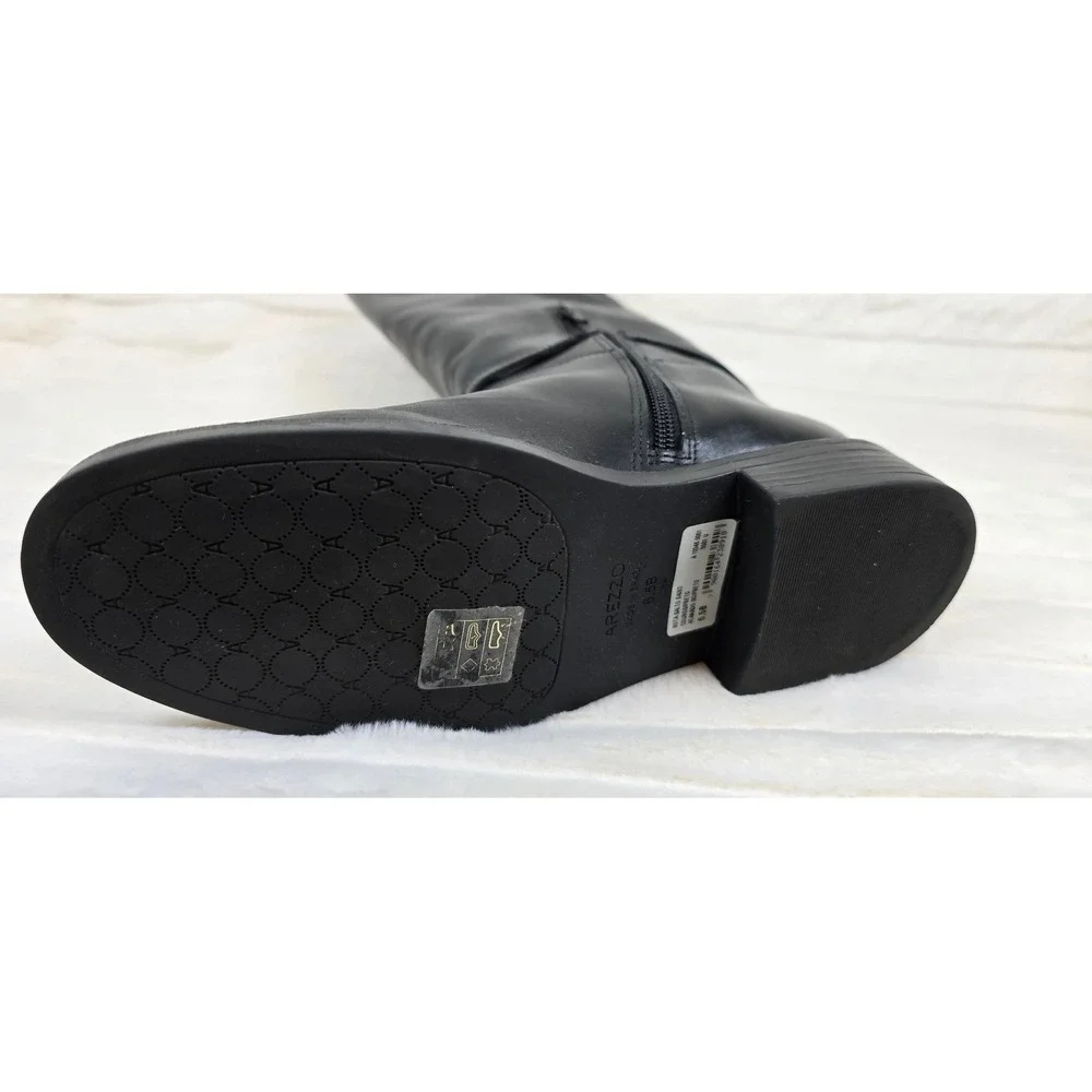 Arezzo Women's Mckenna Low Block Black‎ Leather BootsSize 6.5 M